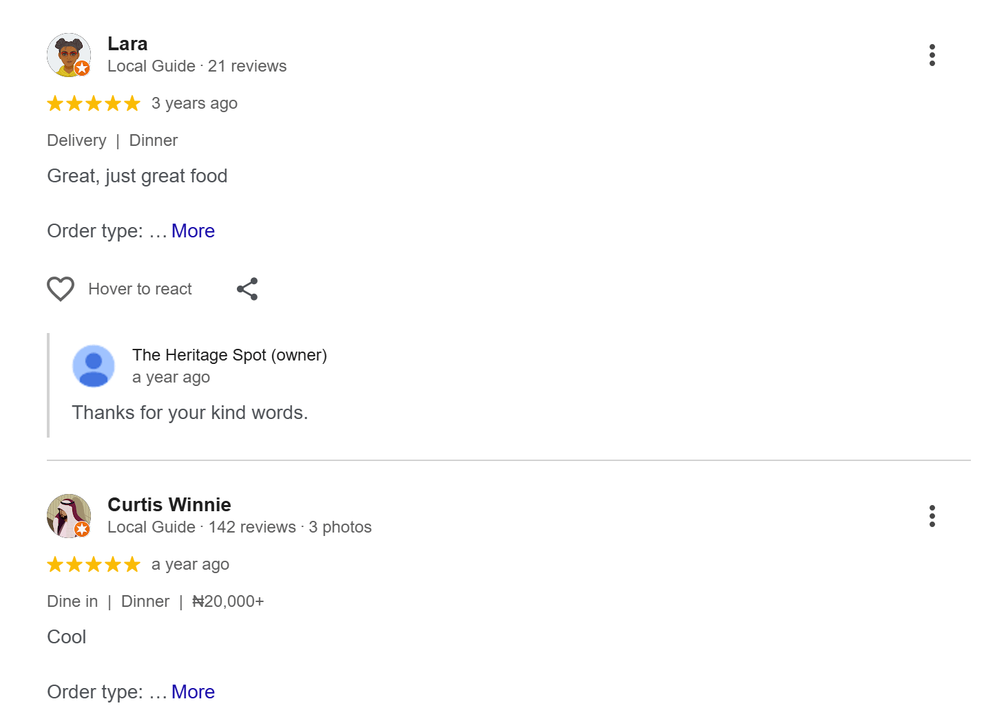 Customer review