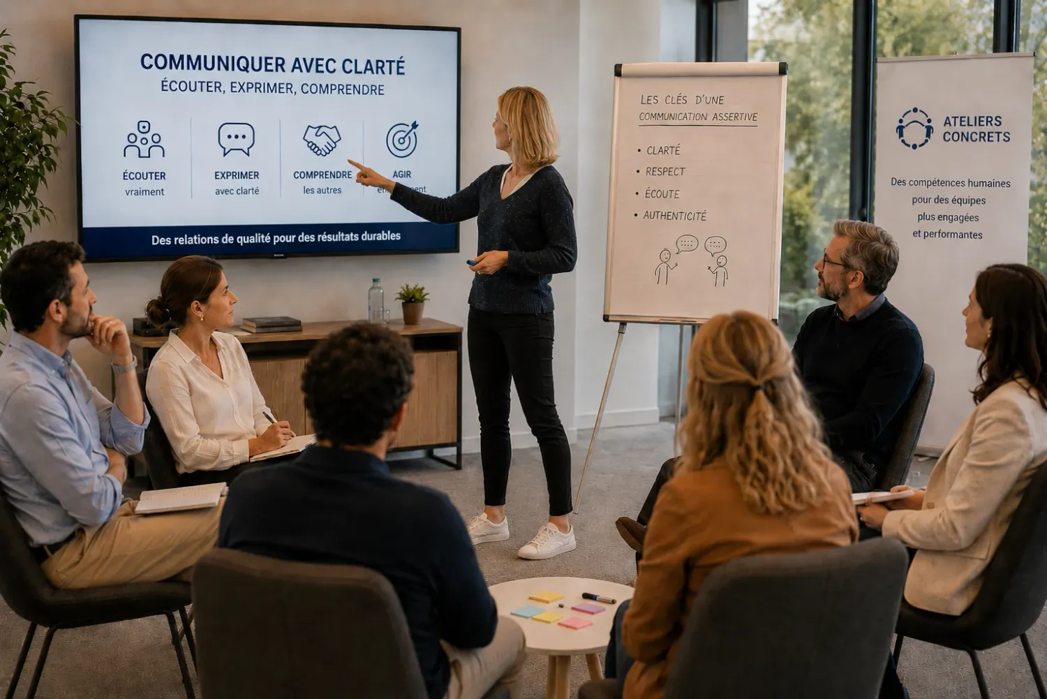 Marion animant un atelier en entreprise