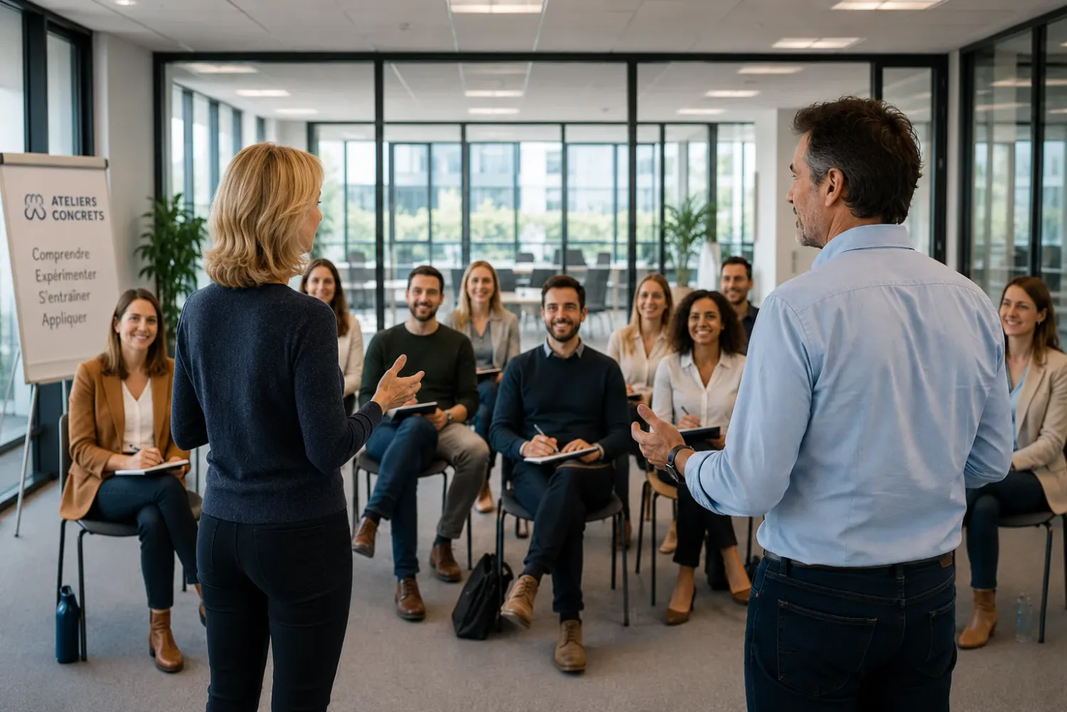 Marion et Bruno atelier entreprise sur site