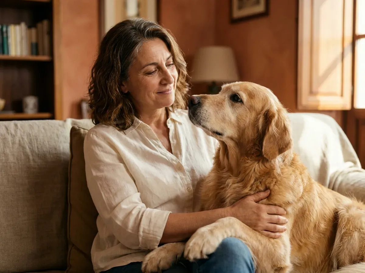 Maria L. con il suo Golden Retriever Rex