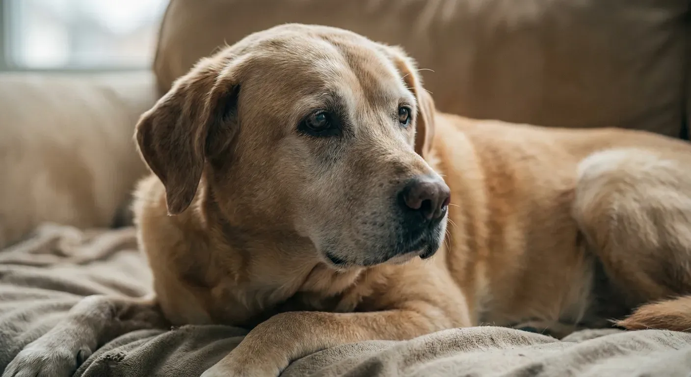 Cane senior con sguardo malinconico