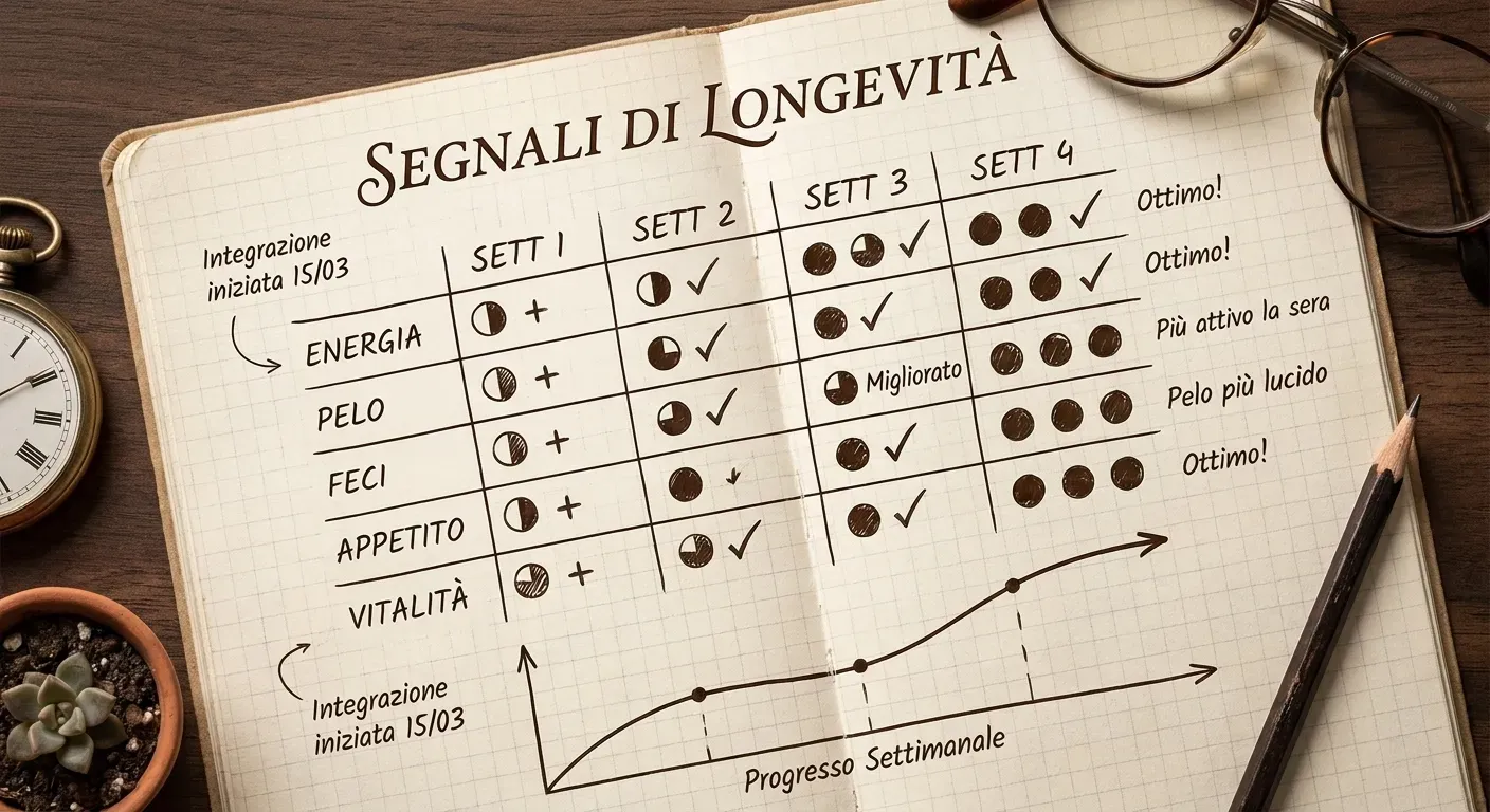 Tracker Segnali di Longevità compilato a mano