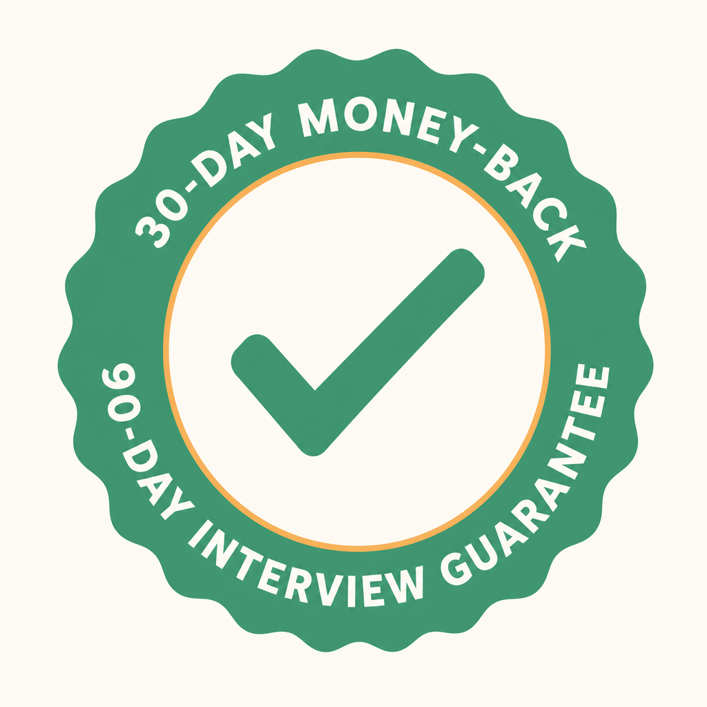 30-Day Money-Back plus 90-Day Interview Guarantee badge