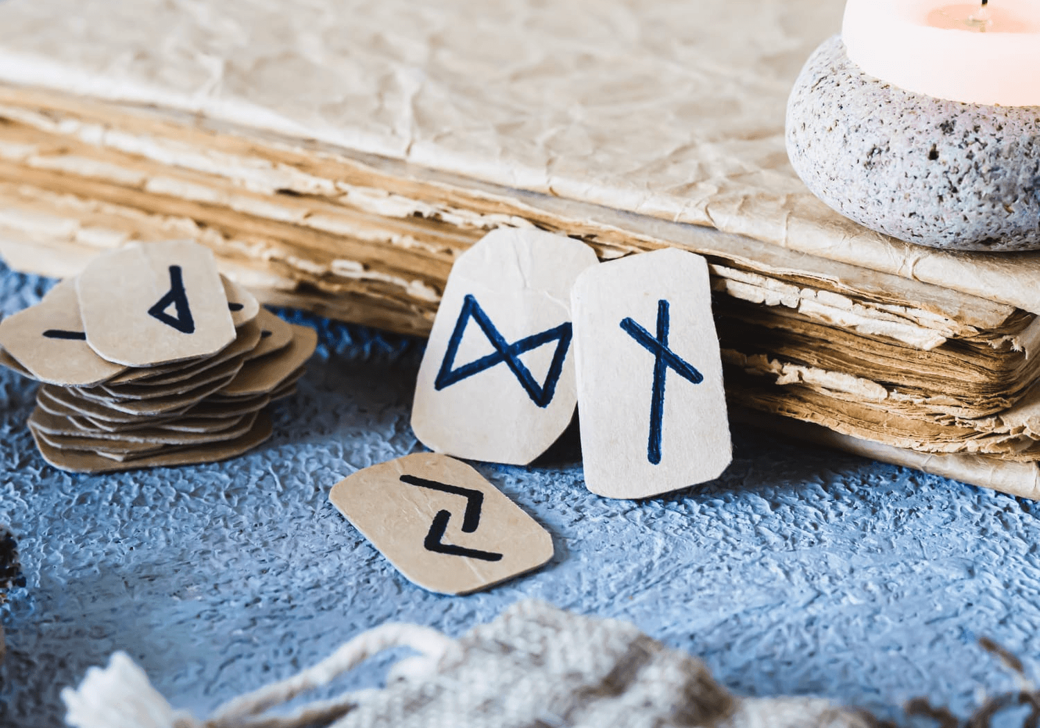 Rune stones on a table