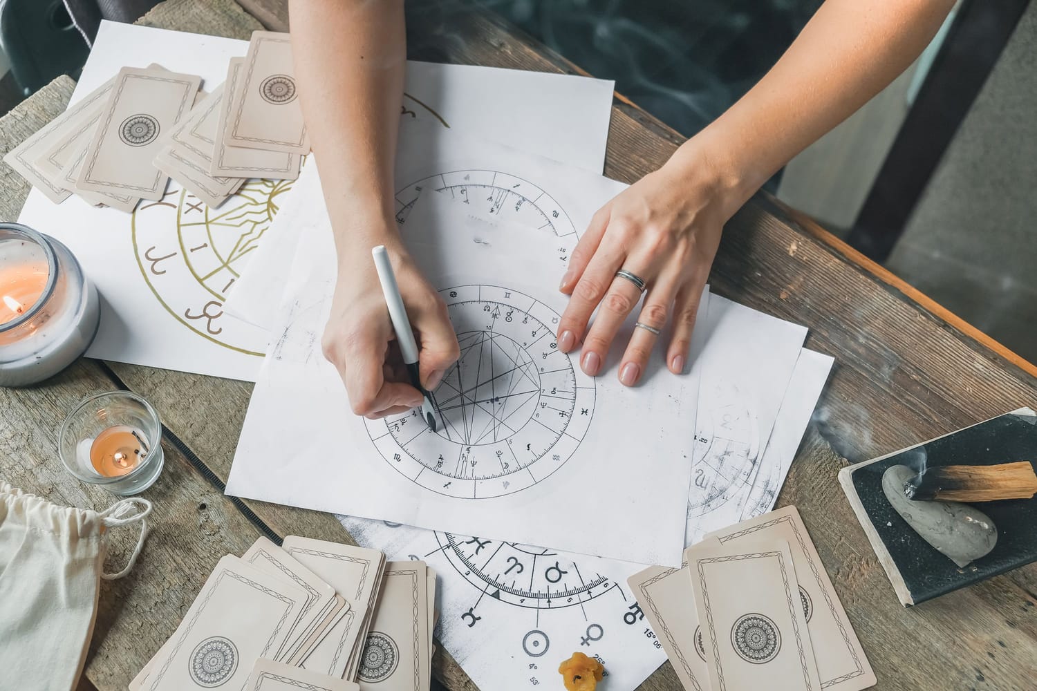 Astrology birth chart and moon phases