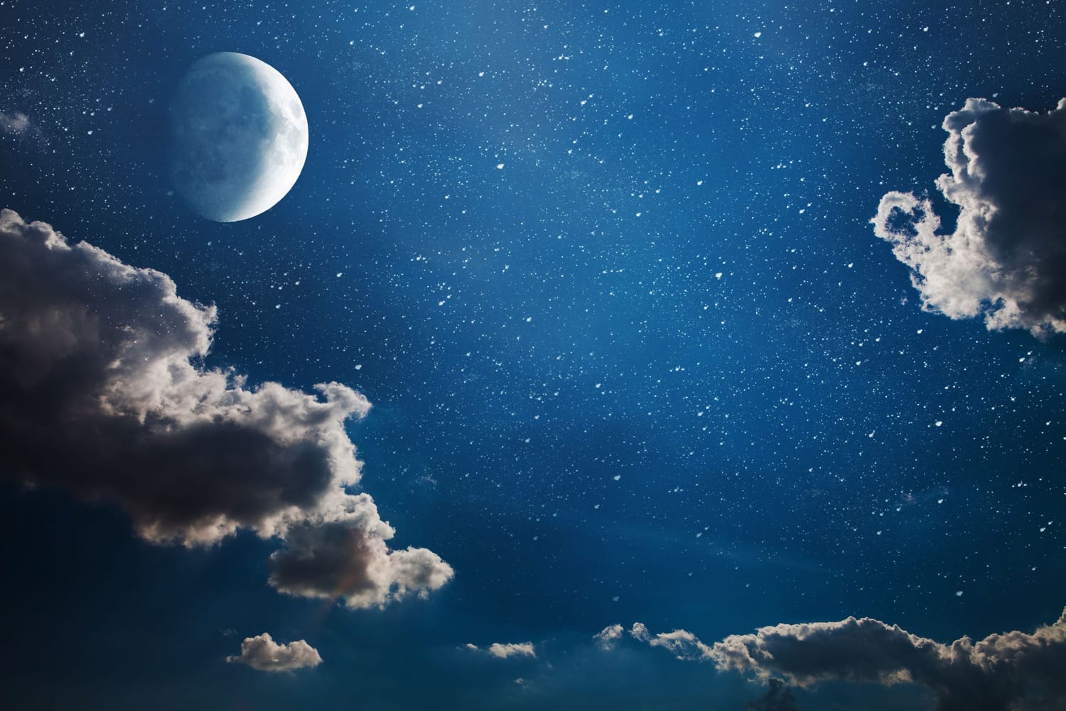 Night sky with stars and moon elements