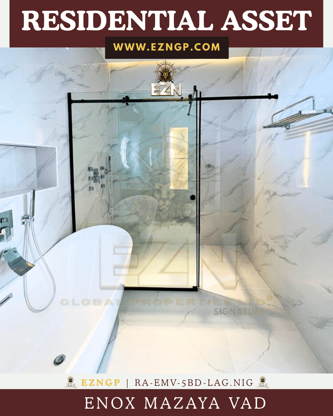 EZNGP Advanced luxury bathroom design in Nigeria, the Enox Mazaya Vad Spa-Apothecary chamber for high-performance recovery.