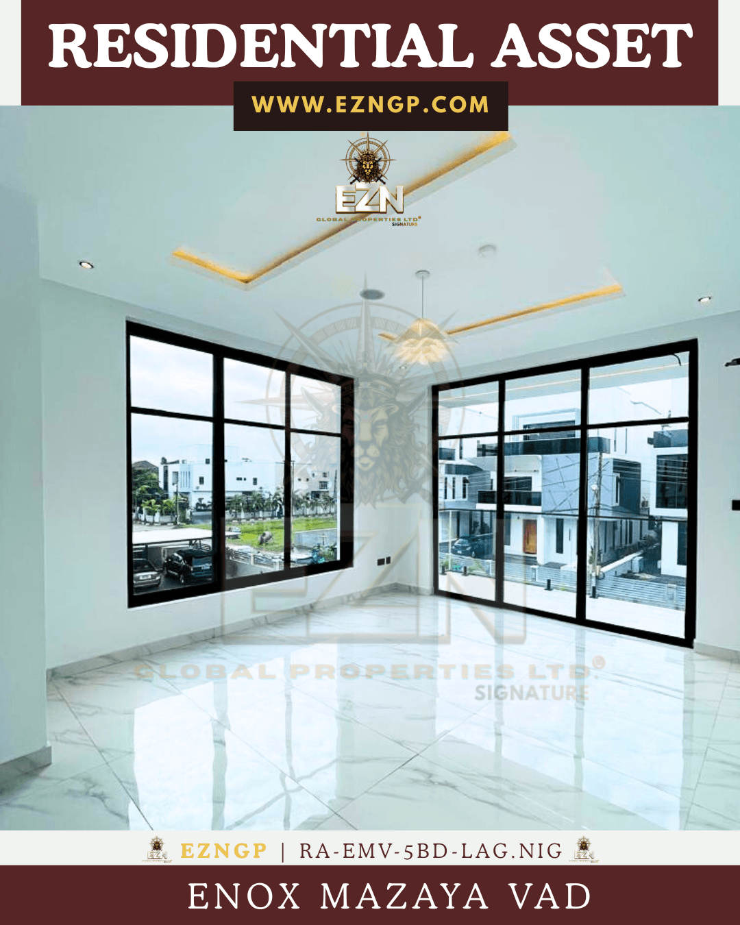 EZNGP Enox Mazaya Vad primary sanctuary suite featuring a premium black and white custom bathtub for elite herbal rejuvenation.