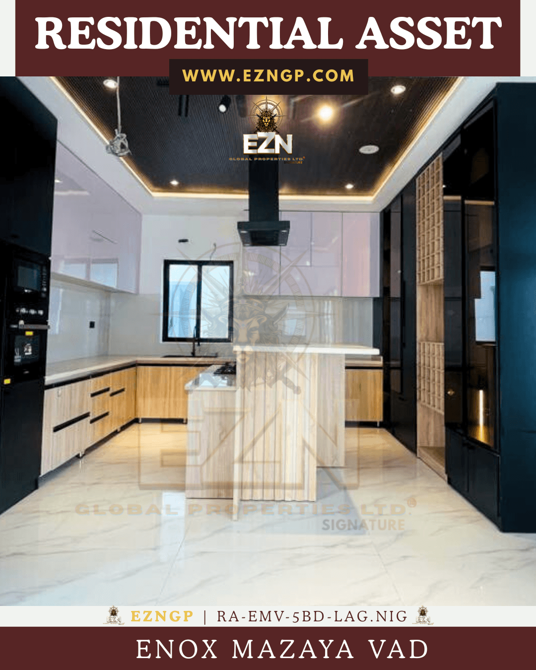 Chef-grade luxury kitchen in Nigeria, Enox Mazaya Vad premium culinary suite for high-net-worth hospitality and hosting