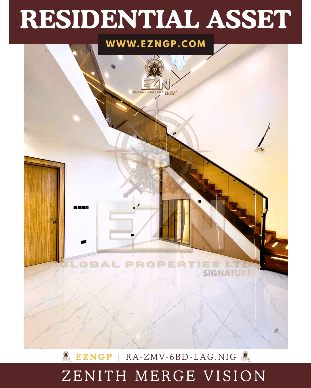 EZNGP Luxury real estate investment in Nigeria, Enox Mazaya Vad premium mansion façade with high-security perimeter for sovereign owners
