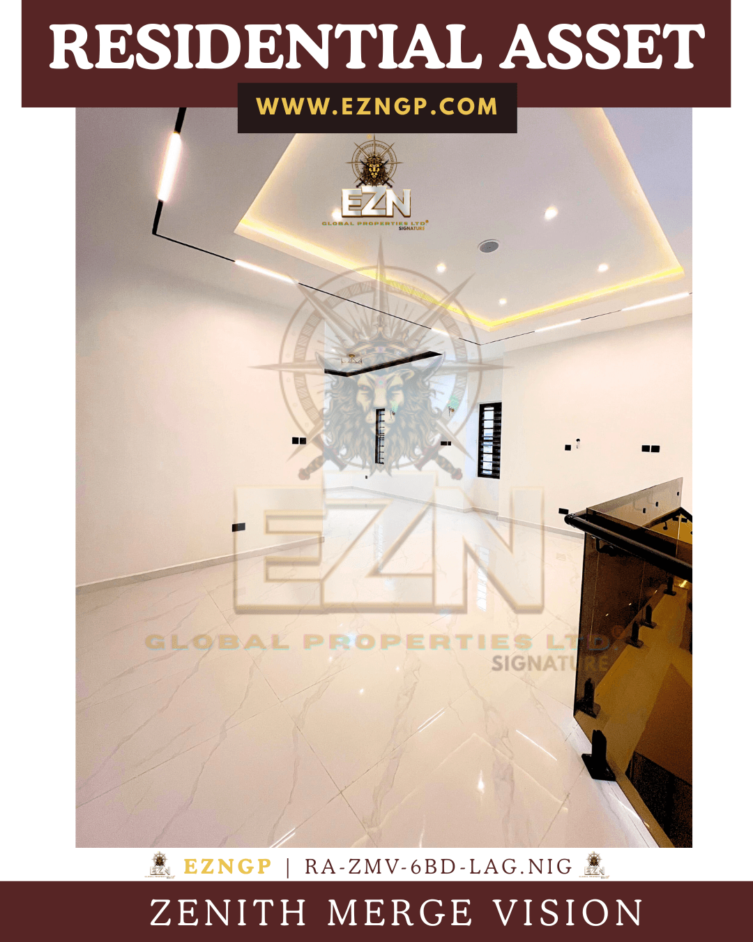 EZNGP Zenith Merge Vision Elite 6-Bedroom Automation: Command Every Square Inch primary sanctuary suite featuring a premium black and white custom bathtub for elite herbal rejuvenation.