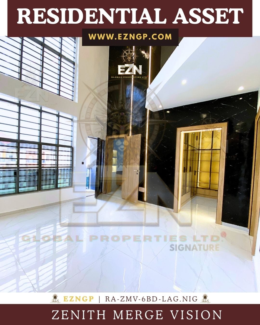 EZNGP Architectural Zenith Merge Vision showcasing wealth dominance and aesthetic superiority in Nigerian real estate. EZNGP Elite 6-Bedroom Automation: Command Every Square Inch, high-tier entertainment and briefing room for the Nigerian business elite. The Inverter House: Grid-Independent Power Sovereignty