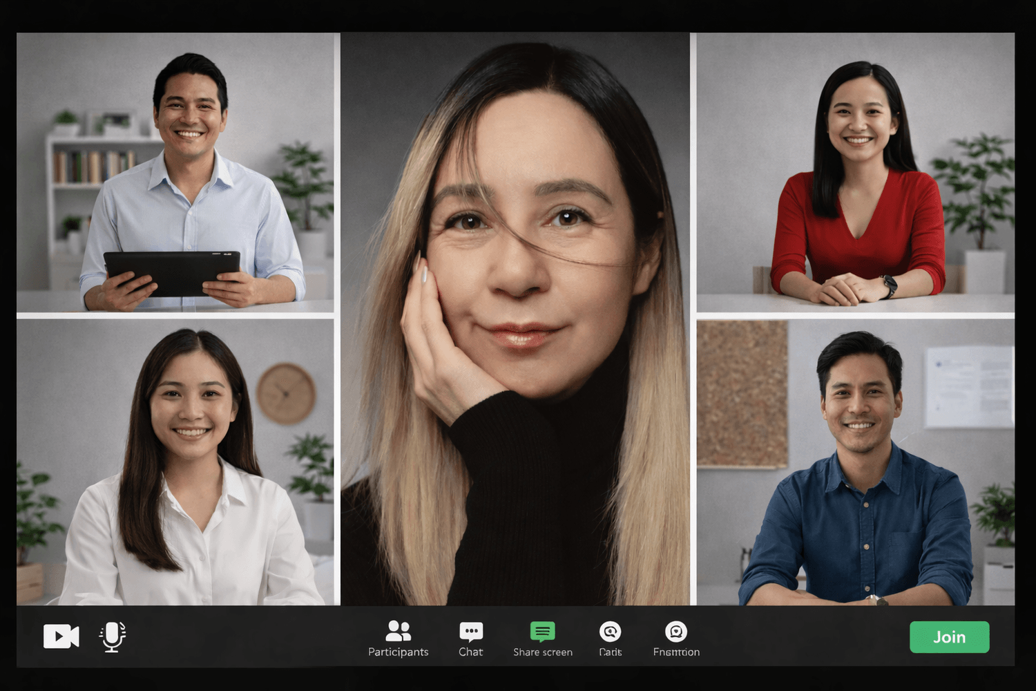 Nikky Dominique Favreau and Filipino Talents during a Google Meets Meeting