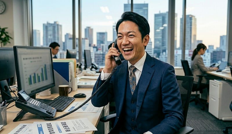 電話をしている男性