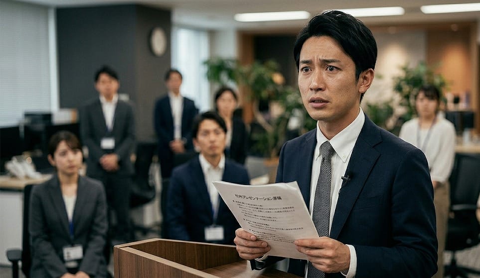 スピーチする男性