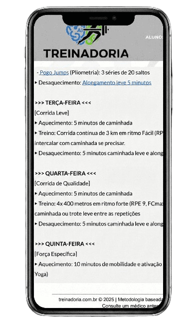 Exemplo de treino que o aluno recebe