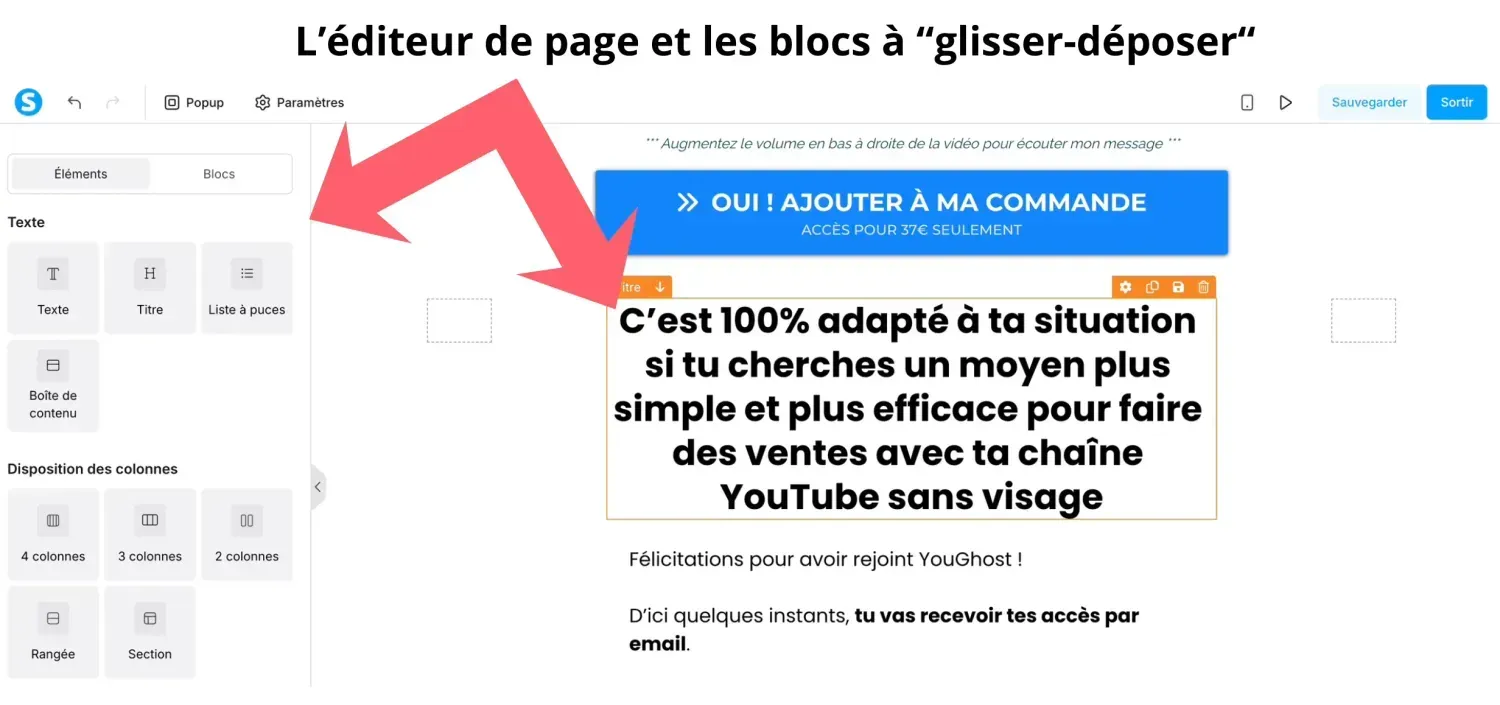 Avis sur l'éditeur de pages de Systeme.io pour la création de tunnels de vente personnalisés.