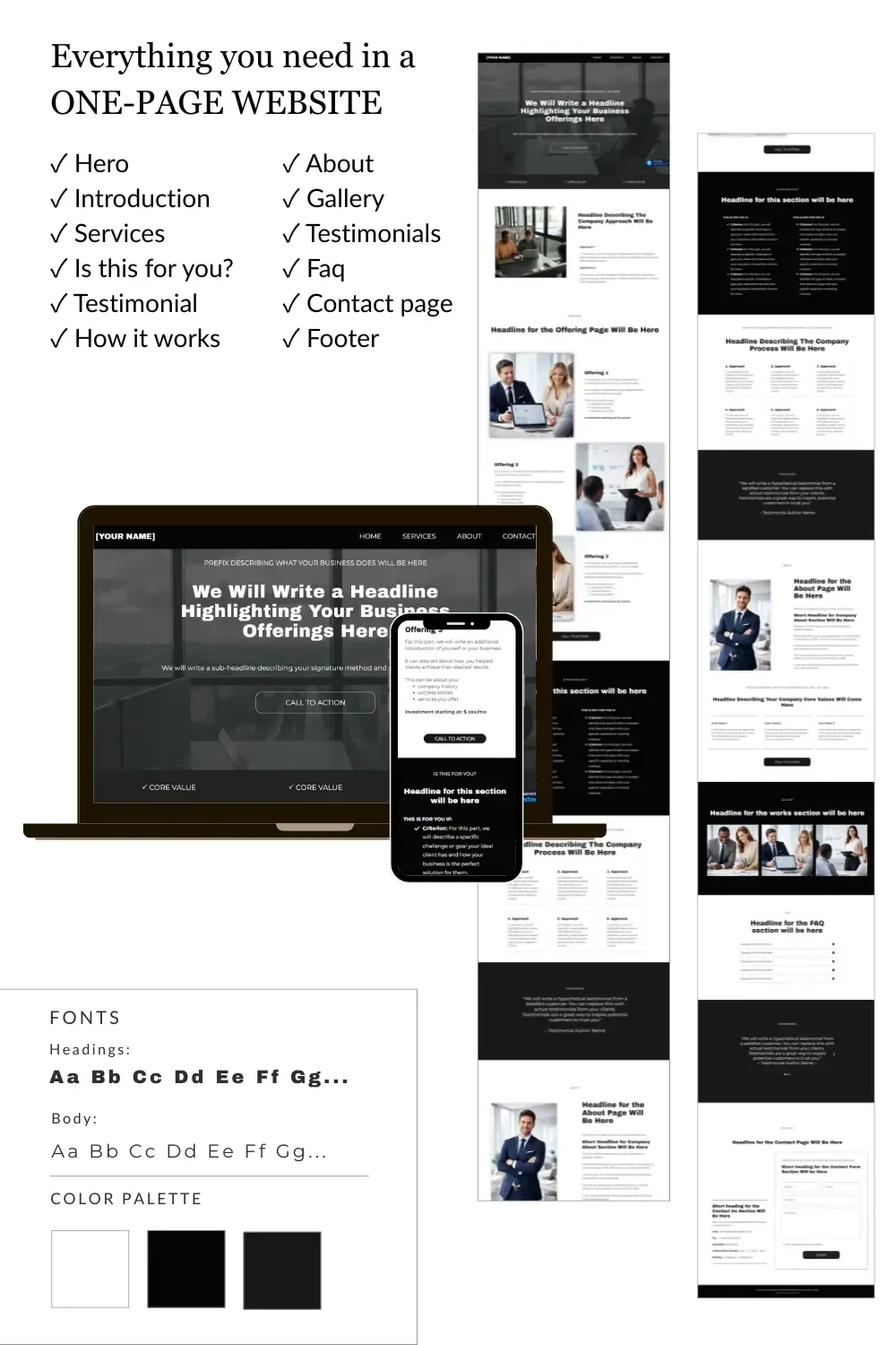 Obsidian Velvet Collection - Premium One-Page Website Template in sleek black by SimpleOneSite