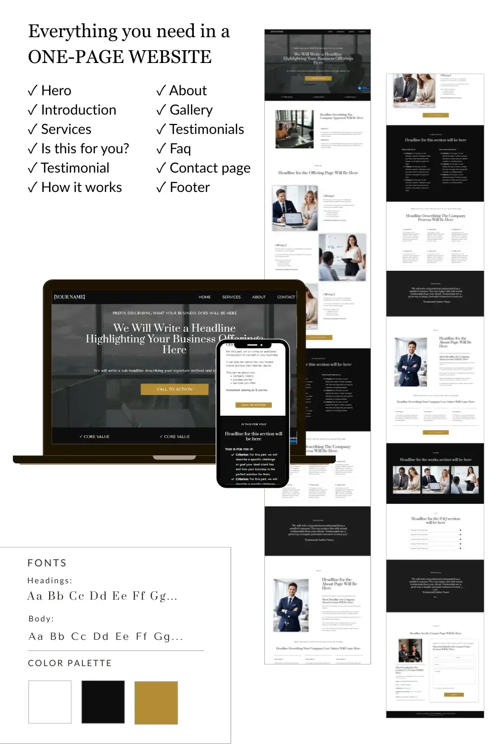 Gold Dust Velvet Collection - Premium One-Page Website Template with luxury gold accents by SimpleOneSite
