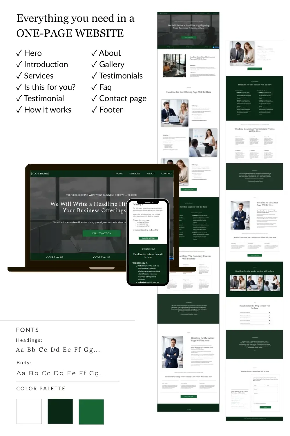 Forest Green Velvet Collection - Premium One-Page Website Template in dark green by SimpleOneSite