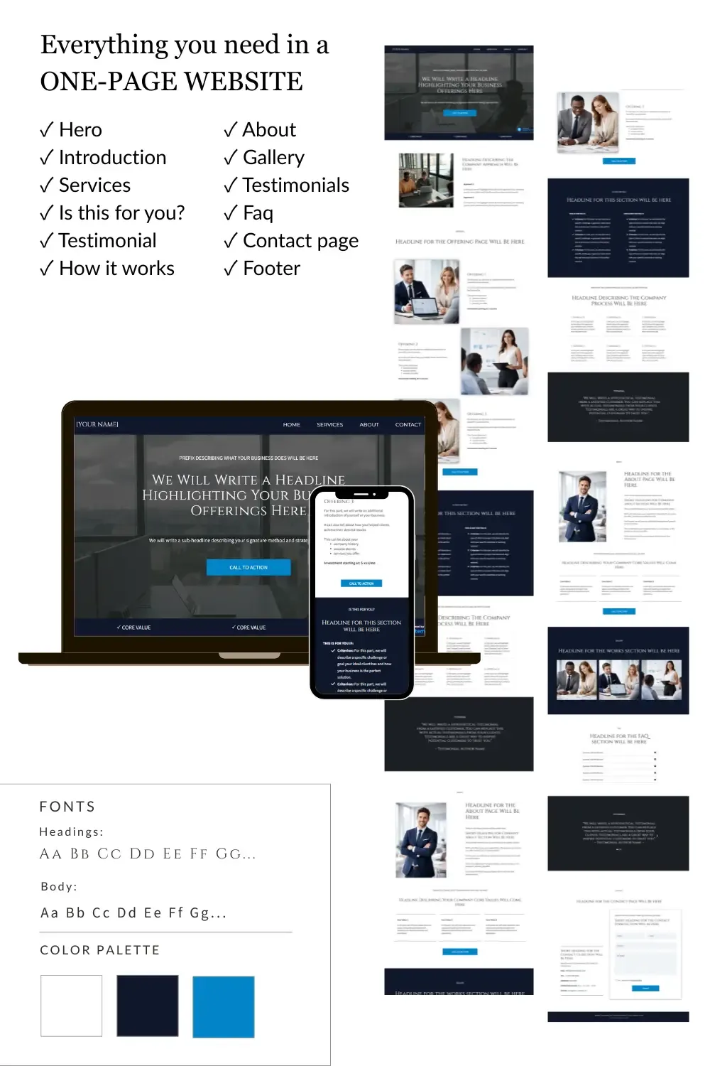 Midnight Blue Velvet Collection - Premium One-Page Website Template in deep blue by SimpleOneSite