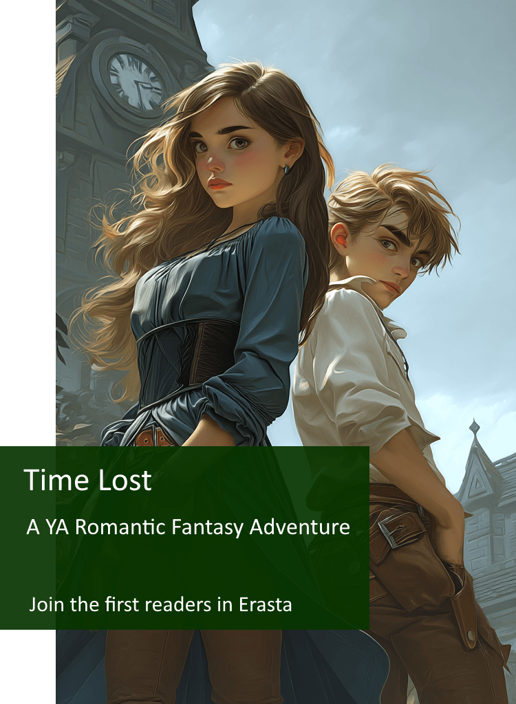 Lila and Ethan in front of a clock tower.