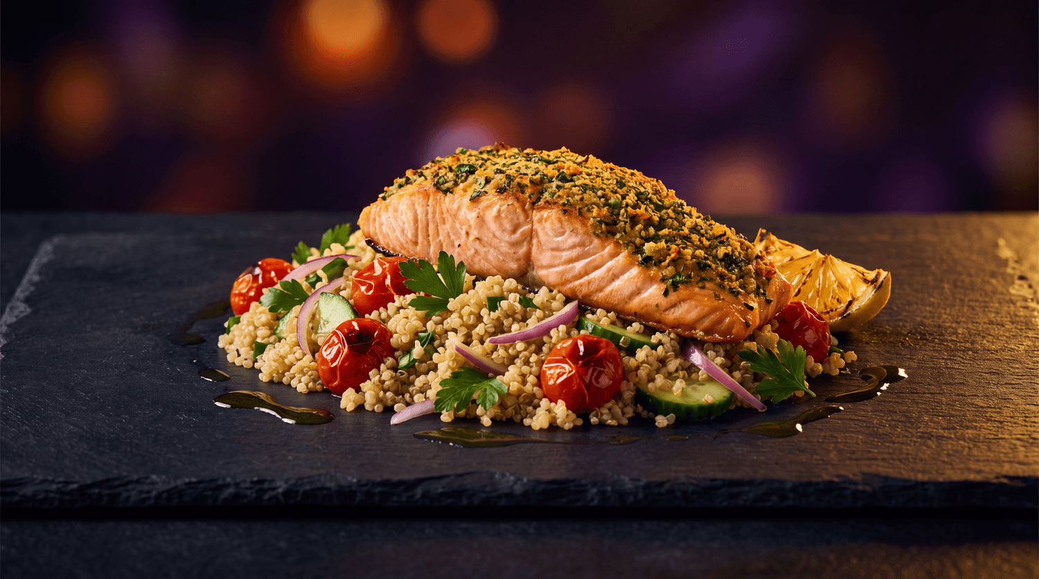 Baked Salmon & Warm Quinoa Salad from The Ultimate High-Protein Cookbook