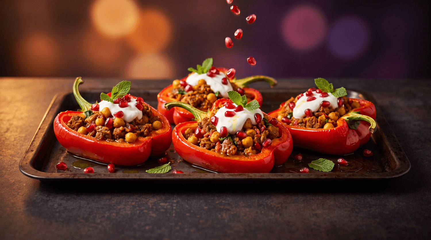 Moroccan Lamb & Chickpea Stuffed Peppers from The Ultimate High-Protein Cookbook
