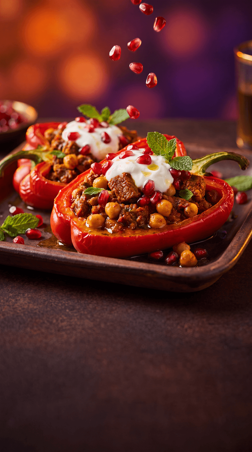 Moroccan Lamb & Chickpea Stuffed Peppers from The Ultimate High-Protein Cookbook