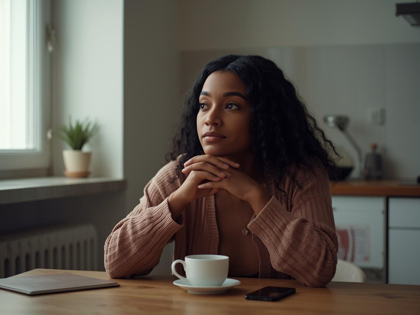 Woman sitting quietly carrying the emotional weight of her IVF journey