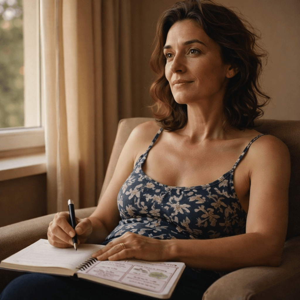 Woman settled and at peace navigating perimenopause