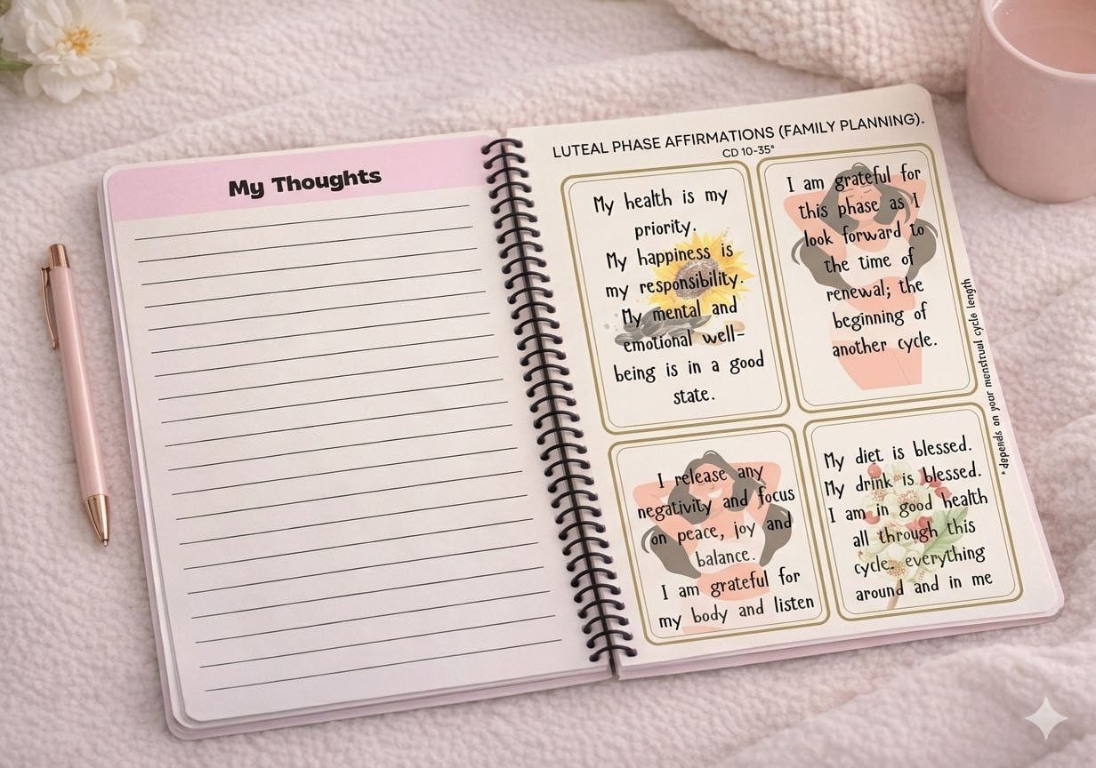 Inside the Menstrual Cycle Affirmations journal