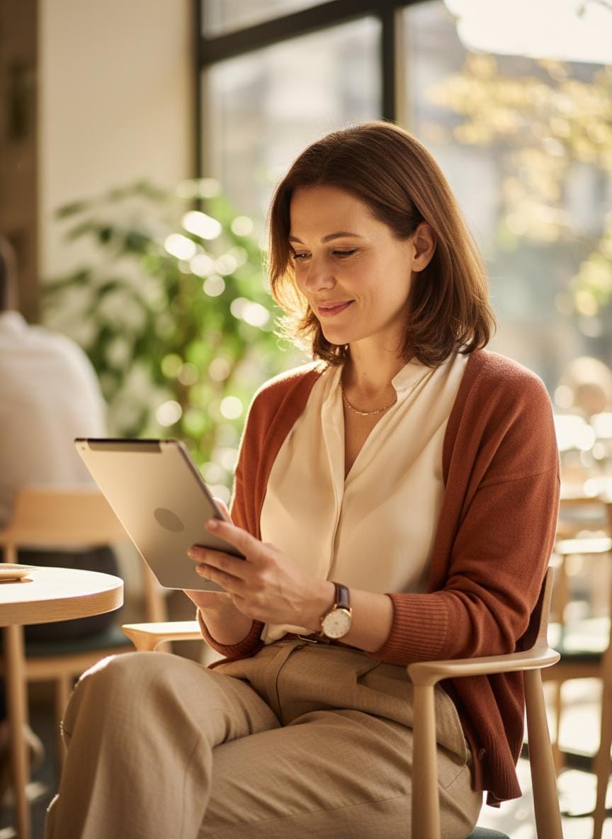 Mujer segura con tablet