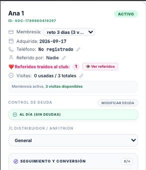 Ficha del Socio y Conversión
