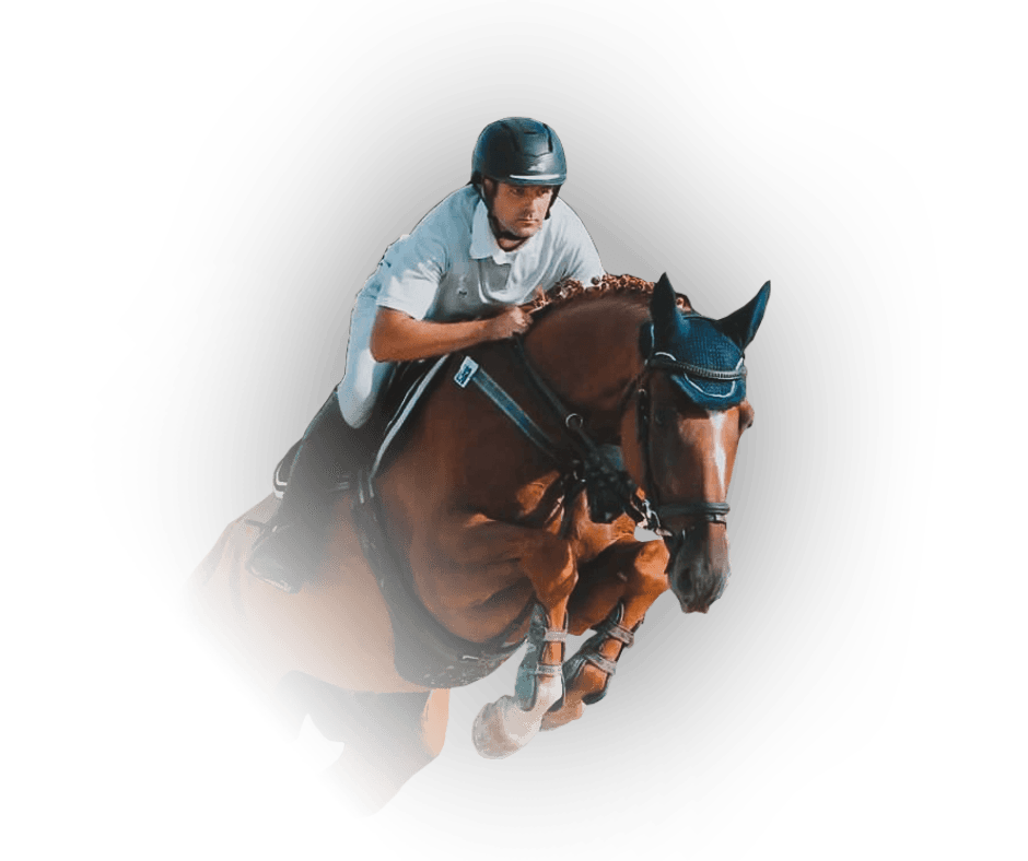 Cavalier sautant un obstacle