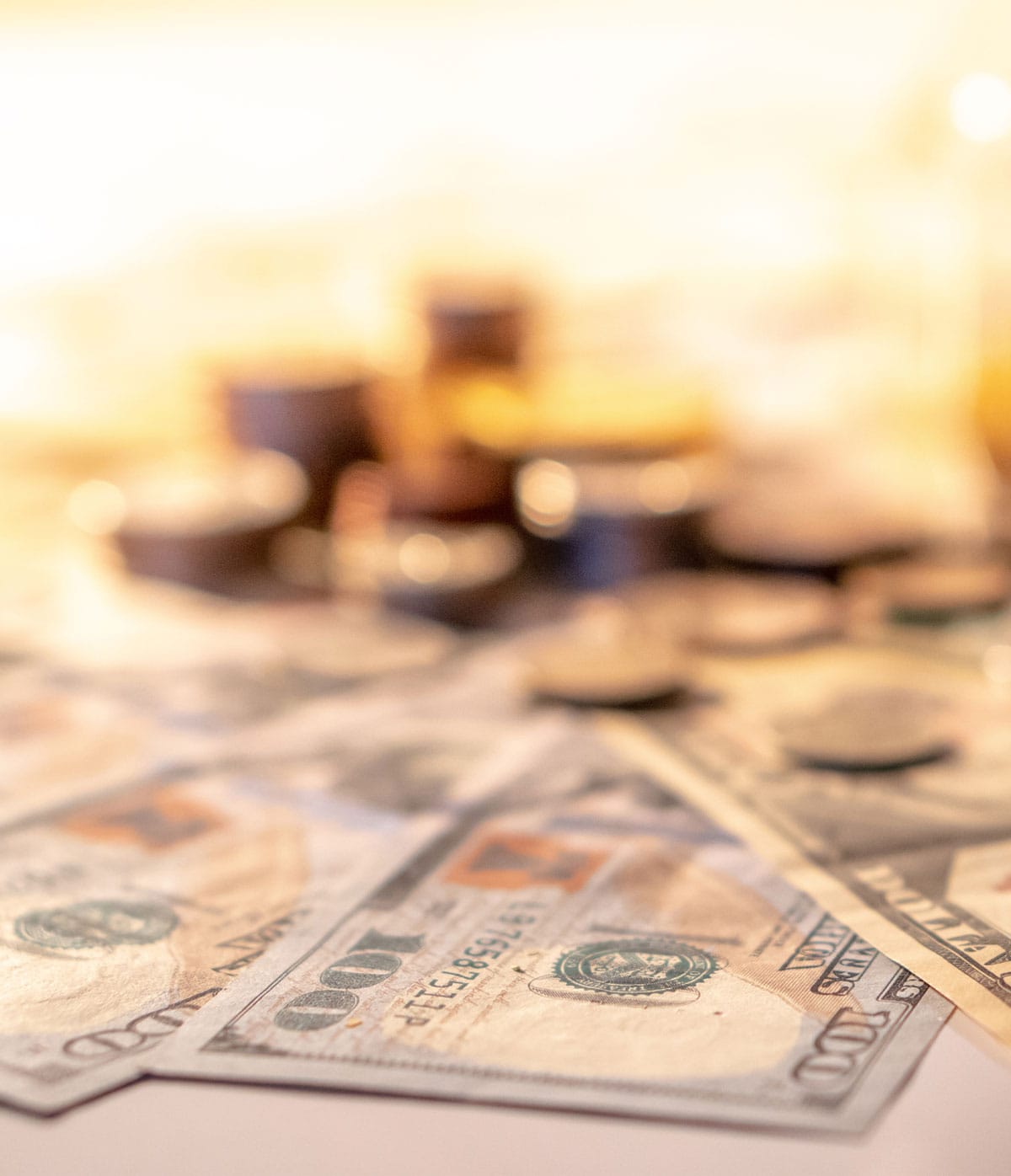 photo of money with a gold hue