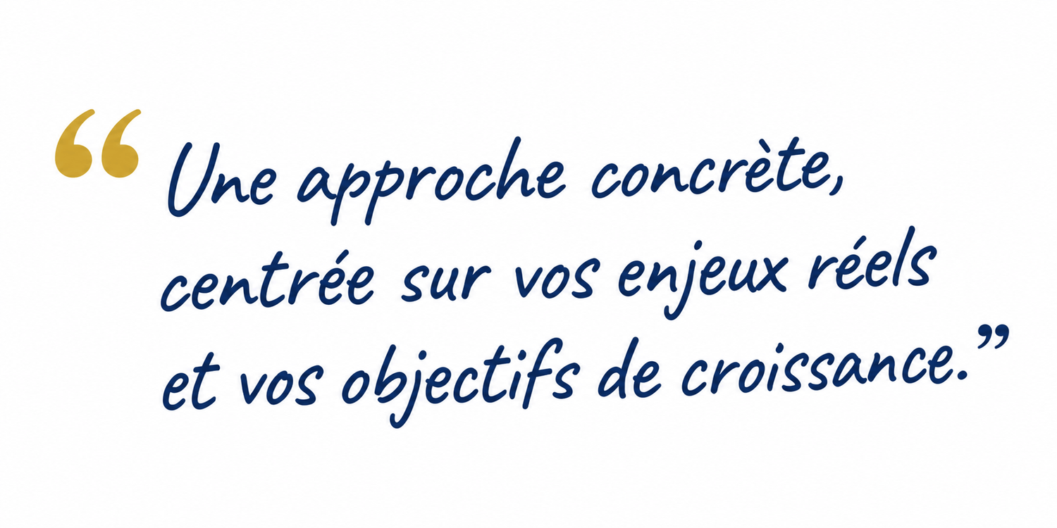 Une approche concrète centrée sur vos enjeux réels et vos objectifs de croissance