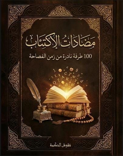 غلاف كتاب مضادات الاكتئاب الذي يجمع 100 طرفة ونادرة عربية مضحكة بتصميم مخطوطات