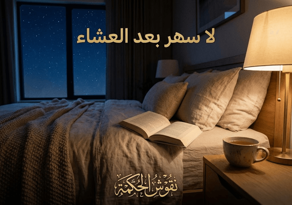 صورة لتجسيد الهدوء والسكينة التي تسبق النوم المبكر، كمفتاح للاستيقاظ النشيط. سرير مريح في غرفة هادئة، بعيداً عن صخب التكنولوجيا.