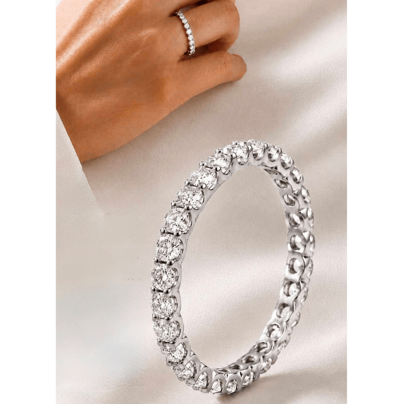 1 Carat Full Eternity Natural Diamond Ring in 18K White Gold