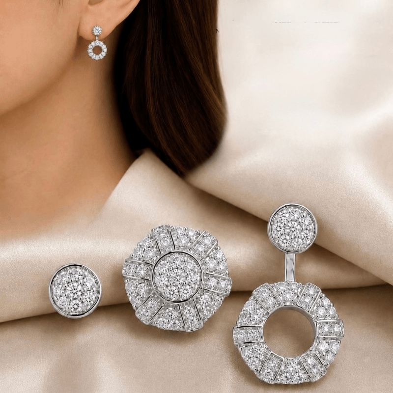 .50 Carat Flower Natural Diamond Earring in 18k White Gold