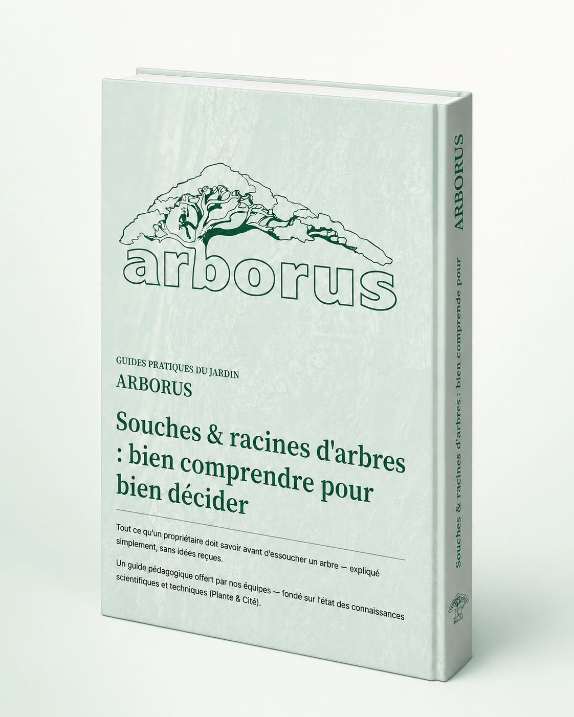 Mock-up du guide gratuit Arborus sur les souches et racines d’arbres