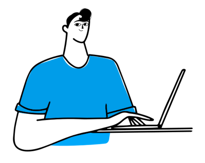 Illustration of a person joining from a laptop.