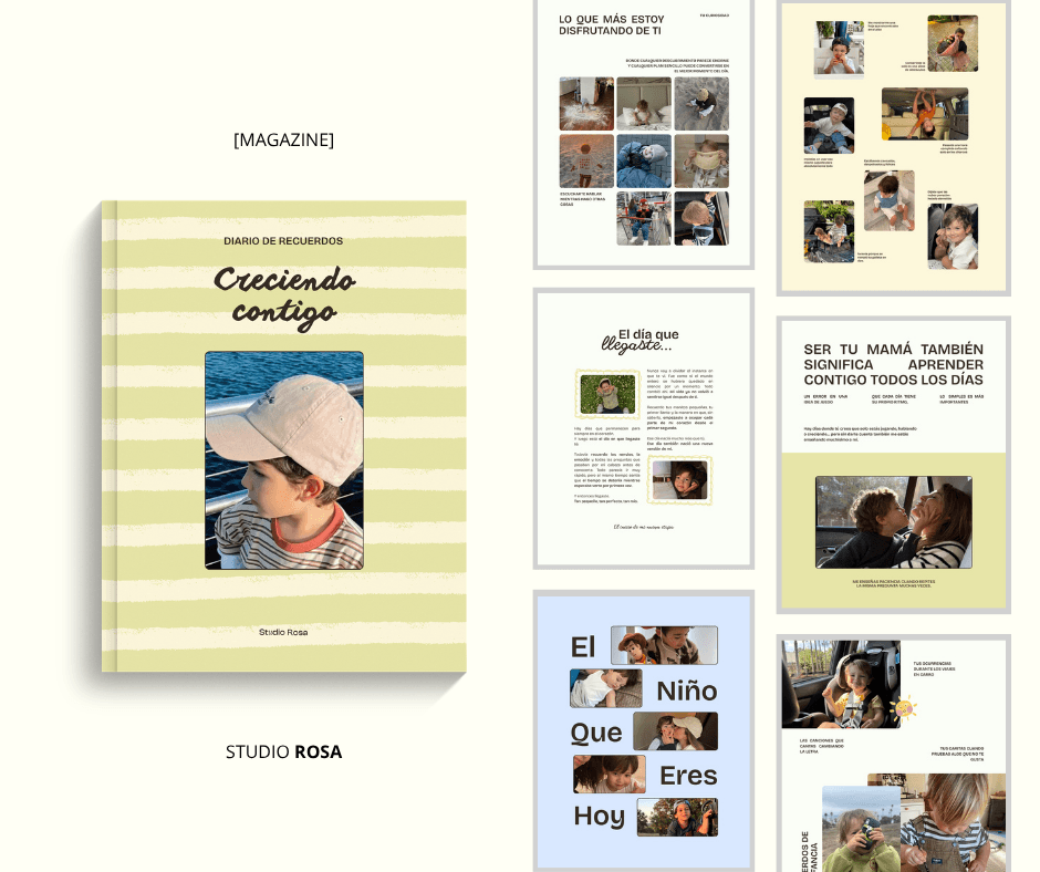 Photobooks estilo Assouline, álbum de viaje personalizado en Canva