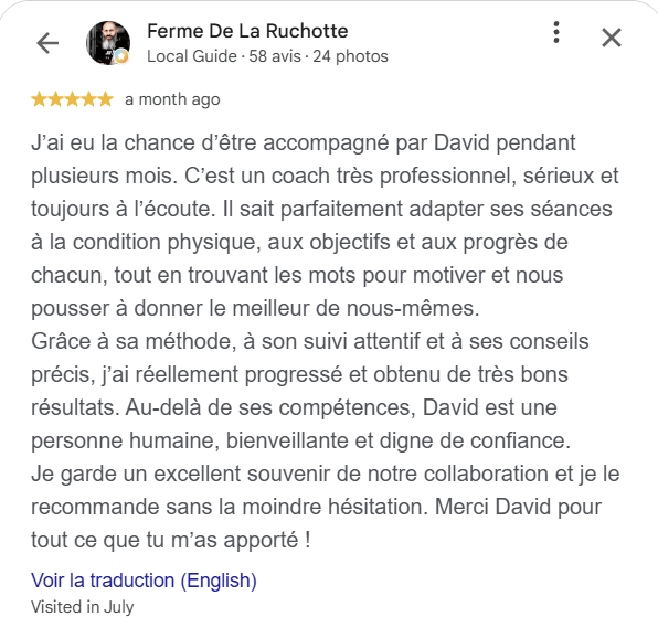 avis client coach sportif Dijon