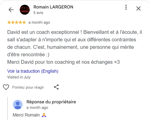 avis client coach sportif Dijon