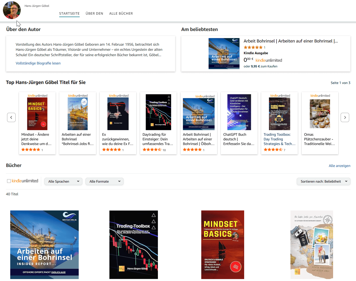 Autorenseite von Hans-Jürgen Göbel auf Amazon
