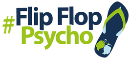 FlipFlopPsycho logo with stylized text and flip-flop icon, representing Ash Lawrence’s personal brand in mindset
