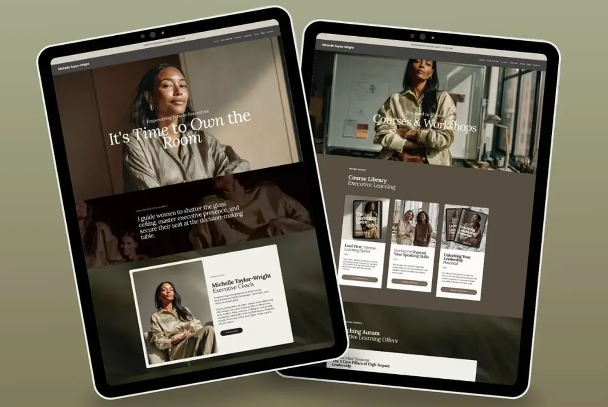 WEbsite page son tablet Foundation System: 22 Page Website and Automated Funnel Kit for Coaches
