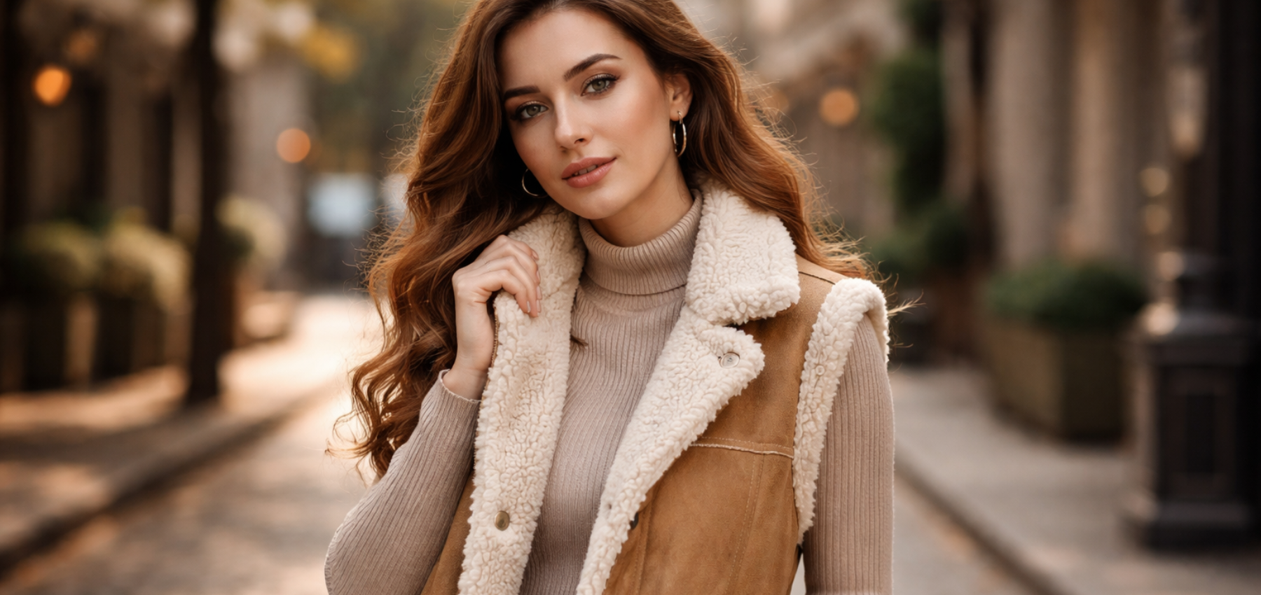 gilet sans manche en peau de mouton